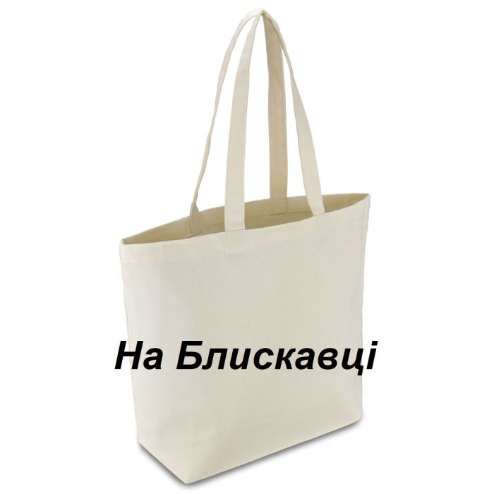Сумка эко шоппер на молнии с дном 100% хб, без печати, без рисунка, средней плотности 